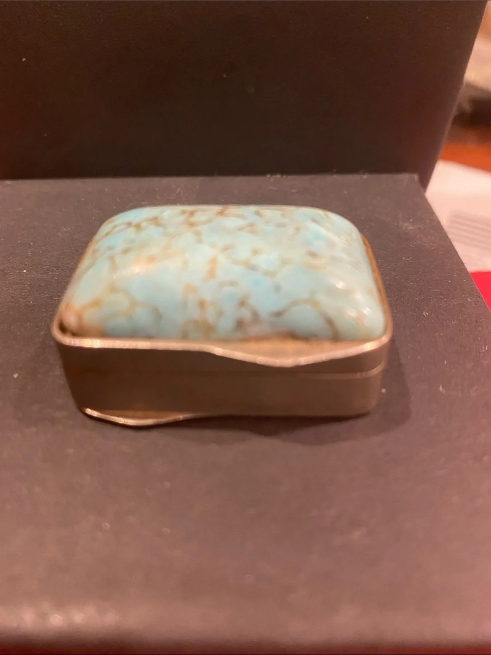 Source Unknown Turquoise-Patterned Stone Accent Box - Blue and Brown
